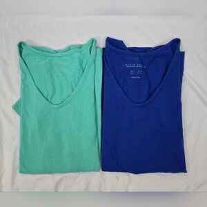 Susan Graver Weekend Essentials Short Sleeve Minimalist Shirt sz L Lot Of 2